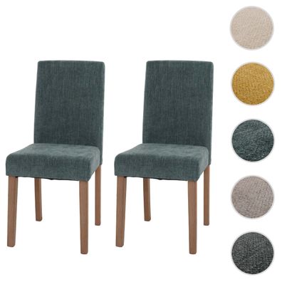 2er-Set Esszimmerstuhl Littau, Stuhl Hochlehner, Stoff/Textil Chenille Holz