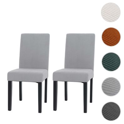 2er-Set Esszimmerstuhl Littau, Stuhl Küchenstuhl Hochlehner, Stoff/Textil Cord Holz