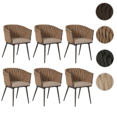 6er-Set Aluminium-Esszimmerstuhl HWC-N38, Indoor Stuhl, Olefin Seilgeflecht Rope