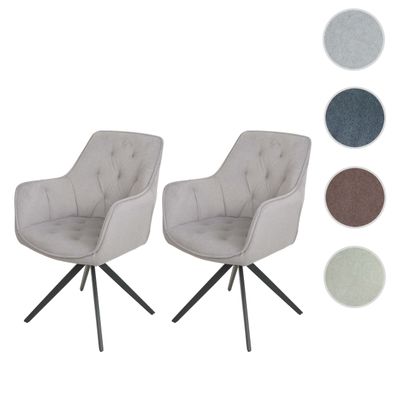 2er-Set Esszimmerstuhl HWC-L80, Küchenstuhl Polsterstuhl Stuhl mit Armlehne, drehbar