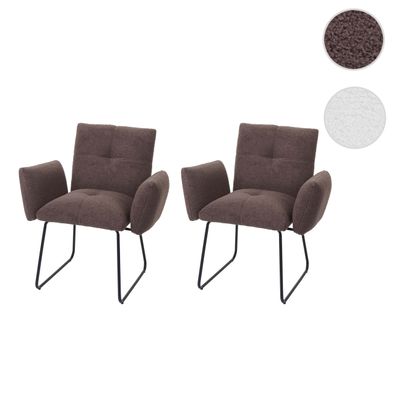 2er-Set Esszimmerstuhl HWC-K34, Küchenstuhl Polsterstuhl Stuhl mit Armlehne, Öko-Tex