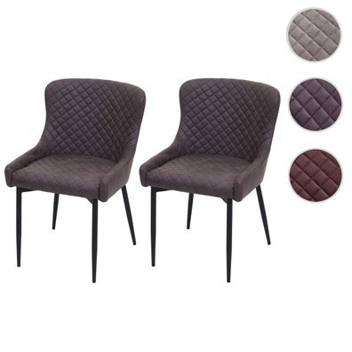 2er-Set Esszimmerstuhl HWC-H79, Küchenstuhl Lehnstuhl Stuhl, Vintage Metall