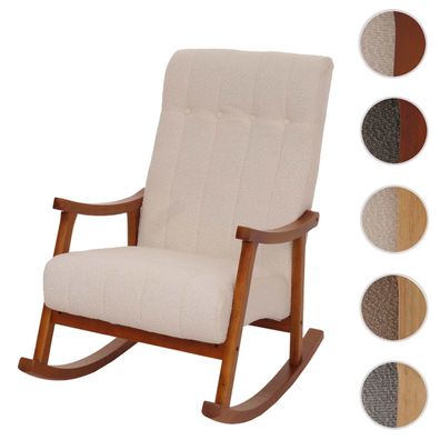 Schaukelstuhl HWC-K10, Relaxsessel, Holz FSC® Stoff/Textil Bouclé (450g/m²)