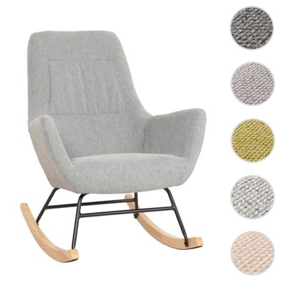 Schaukelstuhl HWC-N13, Relaxsessel Fernsehsessel, Massiv-Holz Stoff/Textil