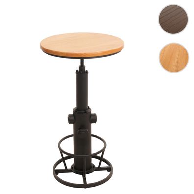 Bartisch HWC-N20, höhenverstellbar Fußablage Industrial Massiv-Holz Ø 61 cm