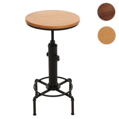 Bartisch HWC-N23, Thekentisch höhenverstellbar Industrial Eisen Massiv-Holz Ø 50cm