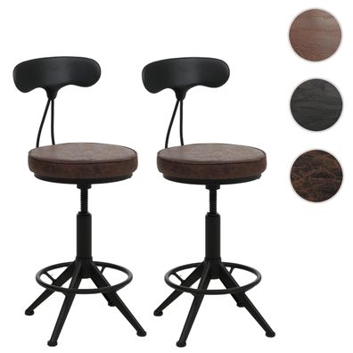 2er-Set Barhocker HWC-O84, Drehhocker Industrial höhenverstellbar, Kunstleder Metall