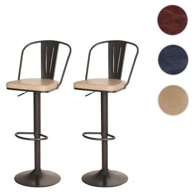 2er-Set Barhocker HWC-H10a, Tresenhocker Barstuhl höhenverstellbar drehbar Industrial