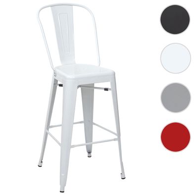 Barhocker HWC-A73, Barstuhl Tresenhocker mit Lehne, Metall Industriedesign