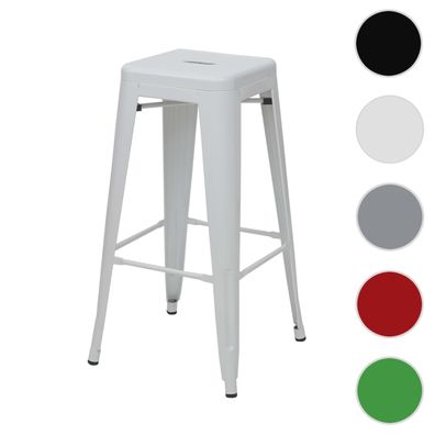 Barhocker HWC-A73, Barstuhl Tresenhocker, Metall Industriedesign stapelbar weiß