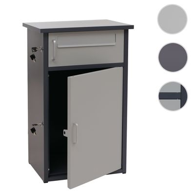 Paketkasten HWC-O51, Paketbox Paketfach Briefkasten 2 Fächer, Stahl 78x49x38cm