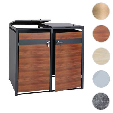 2er Mülltonnenverkleidung HWC-J82, Mülltonnenbox, erweiterbar, Metall, anthrazit