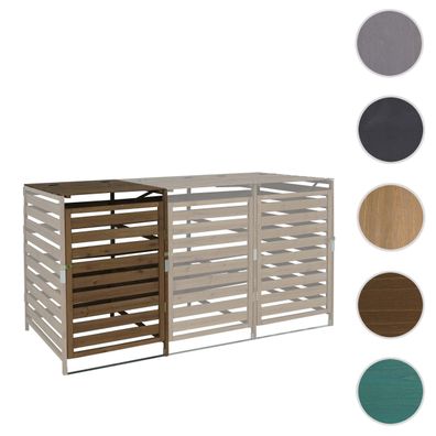 XL 1er-/2er-Mülltonnenverkleidung Erweiterung HWC-H62, 114x67x97cm Massiv-Holz