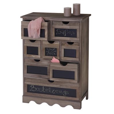 Kommode Ermelo, Schubladenschrank mit Tafel, Shabby-Look Vintage MVG 87x60x30cm