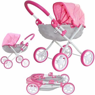 Milly Mally Doll Pram Dori Prestige 60 Cm Pink/Grey