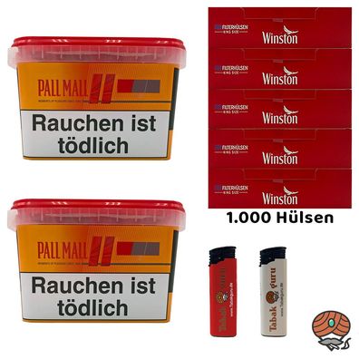 Pall Mall Allround Volumentabak Mega Box 2x 145g, 1000 Winston Hülsen, Zubehör