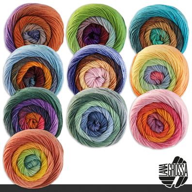 Lana Grossa 5 x 100 g Cool Wool Big Color Wolle Garn Stricken Schurwolle 10 Farben