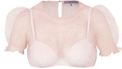 Dirndlbluse Kochel Kurzarm Puffarm flamingo