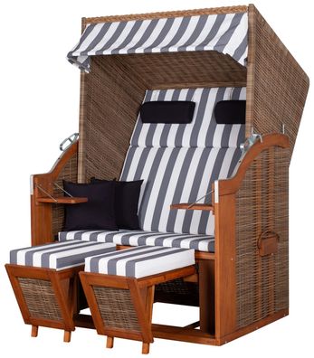 Strandkorb deVries PURE® Standard - PE griseum - Dessin 502 - inkl. Schutzhülle