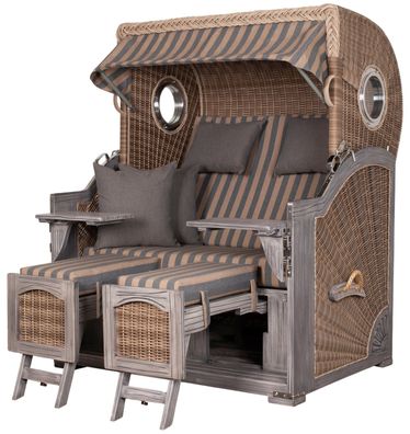 Strandkorb deVries PURE® Seemöwe XL Vintage - PE white kubu - Dessin 248 - inkl