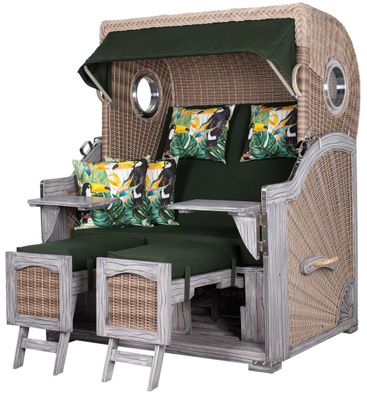 Strandkorb deVries PURE® Seemöwe XL Vintage - PE white kubu - Dessin 244 - inkl