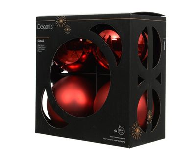Weihnachtskugeln Glas 10cm 4 Stück - Ochsenblut
