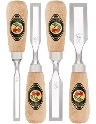 Kirschen Kurzbeitelsatz 4-tlg. mit Rotbuchenheft 10 -16 - 20 - 26 mm 1154000