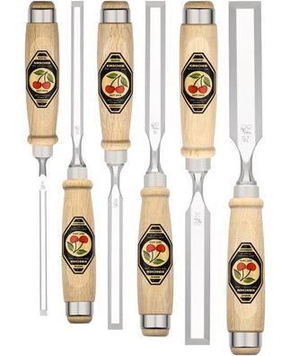 Kirschen Stechbeitelsatz 6-tlg. mit Weißbuchenheft 6-10-12 -16-20-26 mm 1111000