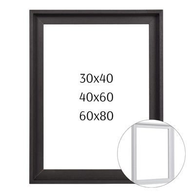 Schattenfugenrahmen für Leinwandbilder aus Ayous Holz 30x40 40x60 60x80 schwarz weiß