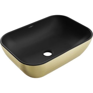 Mexen Rita Aufsatzwaschbecken 45x32cm Schwarz/Gold, Oval, Matt, Keramik