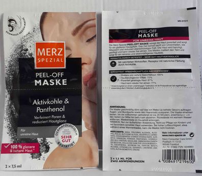 Merz Spezial Peel-Off Maske Aktivkohle & Panthenol 2x7,5 ml