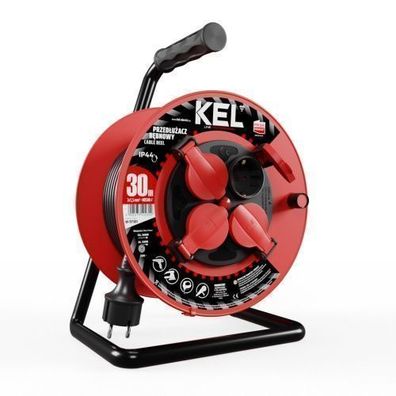 Kabeltrommel Verlängerungskabel 4x2P + PE Schuko IP44 16A 3x1,5 30m