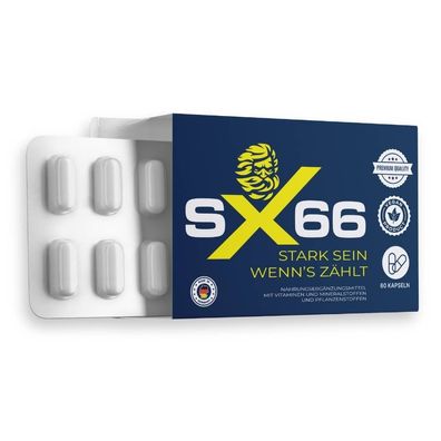 SX66 Kapseln - innovativer Superfood Komplex für Männer mit Arginin, Forskolin - 60