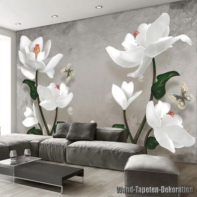 Vlies Fototapeten Wandtapeten Wandbilder 3D Effekt Relief Magnolia Schönheit 9001