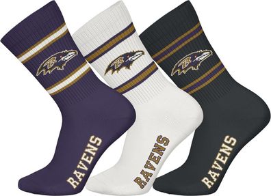 Baltimore Ravens 3pk Crew Socks 5600513