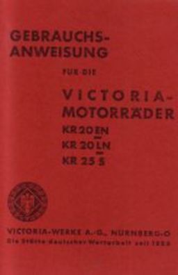 Bedienungsanleitung Victoria KR 20 EN, mit Blockmotor, Motorrad, Oldtimer