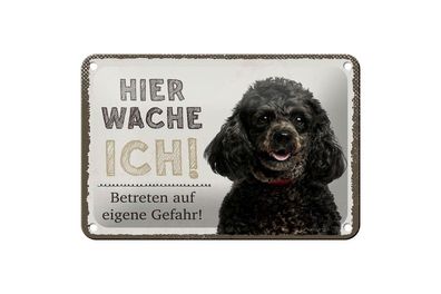 Blechschild Zwerg Pudel hier wache ich, 4 verschied Größen, Blechschilder Hund