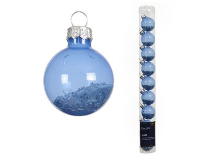 Weihnachtskugeln Glas 3cm mit Sternfüllung 9 Stk Himmelblau