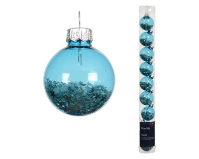 Weihnachtskugeln Glas 3cm mit Sternfüllung 9 Stk Folkloreblau