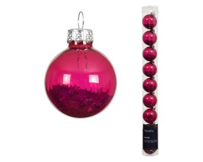 Weihnachtskugeln Glas 3cm mit Sternfüllung 9 Stk Festlich Rosa