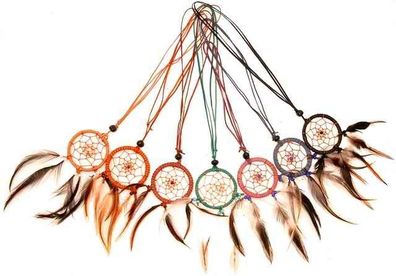 Dreamcatcher als Halsband, 10 er Set, Indianer-Halsschmuck, Traumfänger