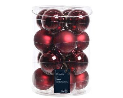 Weihnachtskugeln Glas 8cm 16 Stück - Ochsenblut