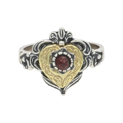 JuwelmaLux Trachten Ring Echt Silber 925 teil vergoldet mit Granat JL17-07-0022