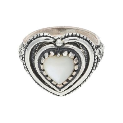 JuwelmaLux Trachten Ring Echt Silber 925 geschwärzt mit Perlmutt JL17-07-0021