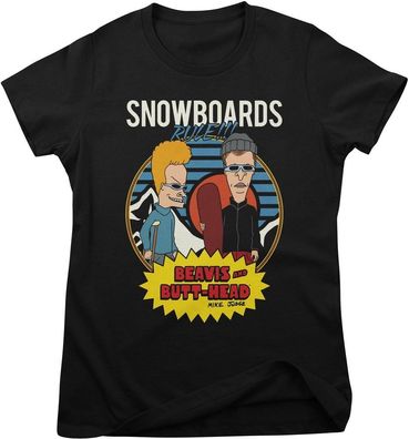 Beavis and Butt-Head Damen T-Shirt Snowboards Rule!!! Girly Tee MTV-5-BVBH009