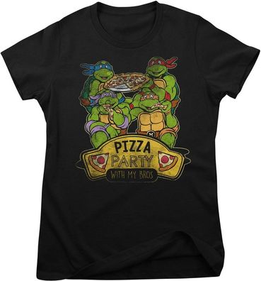 Teenage Mutant Ninja Turtles Damen T-Shirt Pizza Party With My Bros Girly Tee