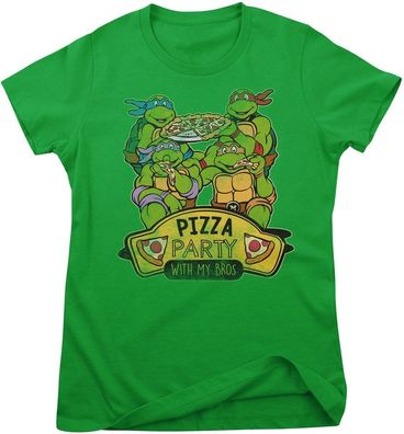 Teenage Mutant Ninja Turtles Damen T-Shirt Pizza Party With My Bros Girly Tee