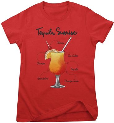 Hybris Damen T-Shirt Tequila Sunrise Ingredients Girly Tee HY-5-BC015