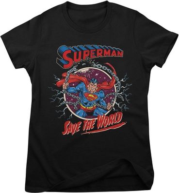 Superman Damen T-Shirt Save The World Girly Tee WB-5-SUP022