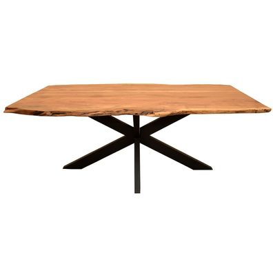 Baumkantentisch Catania - 200 x 100 cm - Akazienholz - Gestell Kreuz-Form